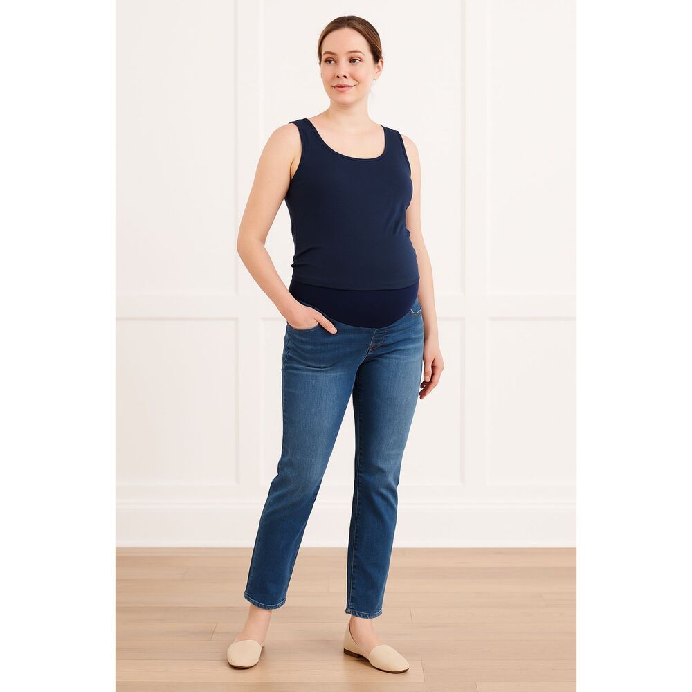 Hatch Maternity Blue Straight Cotton Denim Jeans Pants  Women's Size 26